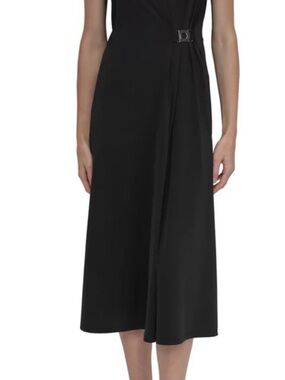 DKNY Black Midi Skirt with Side Buckle Detail